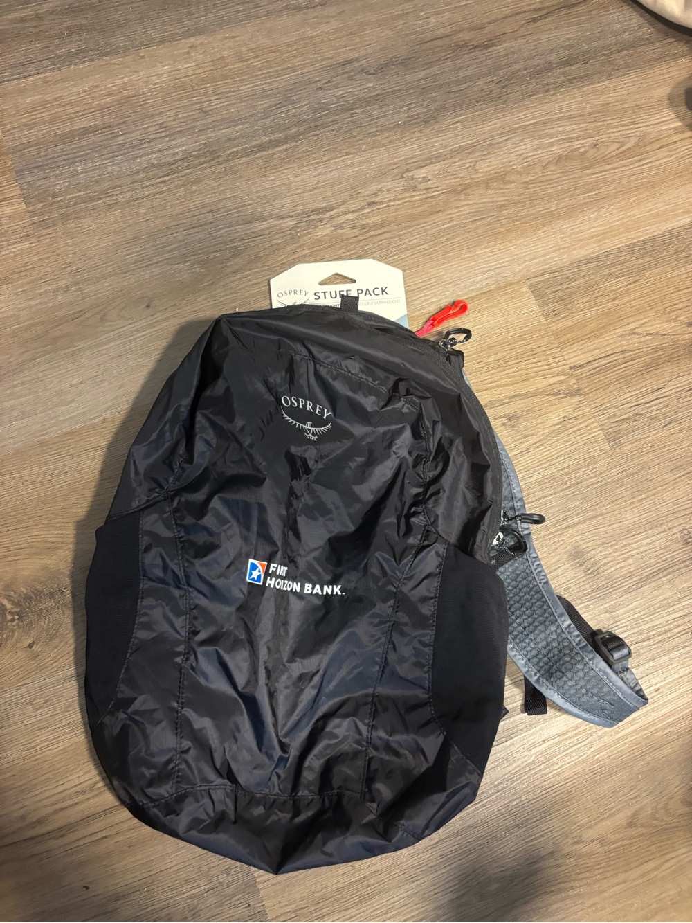 OSPREY Black Stuff Pack Belt Bag with Gray Strap and Business Logo